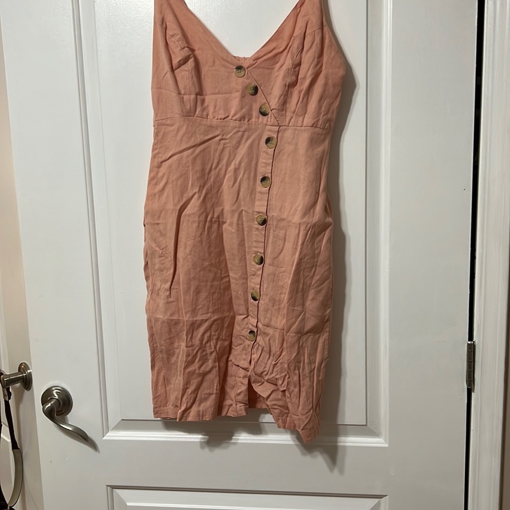 Pink linen dress
